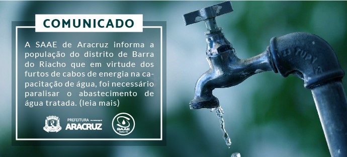 Comunicado de falta de água em Barra do Riacho